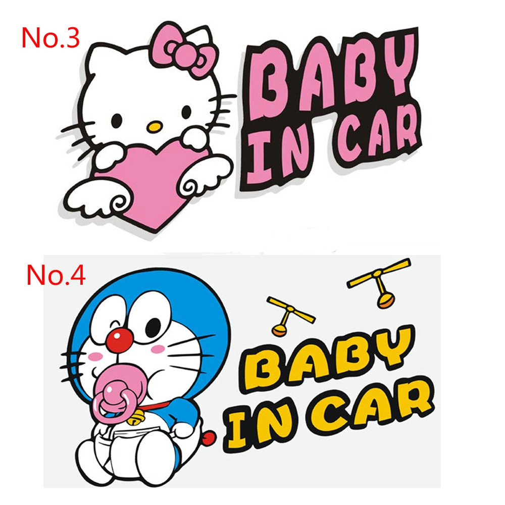 Miếng Dán Họa Tiết Hoạt Hình Baby in Car Độc Đáo Trang Trí Thân Xe Hơi