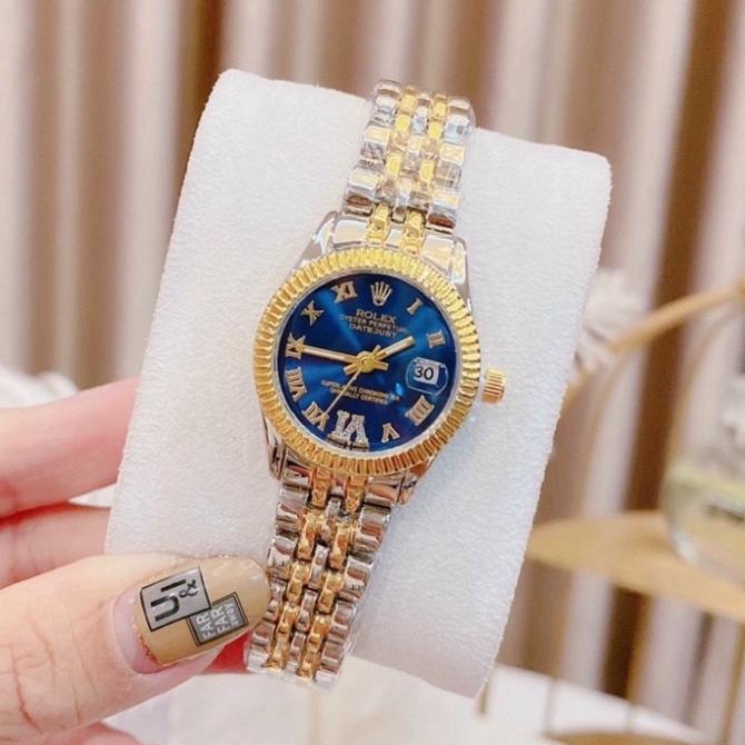 Đồng hồ nữ đẹp Rolex Đeo Tay Dây Thép Không Gỉ Đính Đá Sang Trọng Dây Kim Loại Size 26-30mm - Hàng nhập khẩu