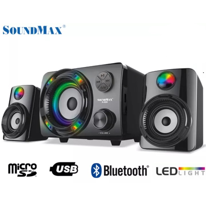 [CLIP TEST LOA] Loa Vi Tính SoundMax A-600 2.1 / A600 hỗ trợ Bluetooth, đọc thẻ nhớ , USB đèn LED