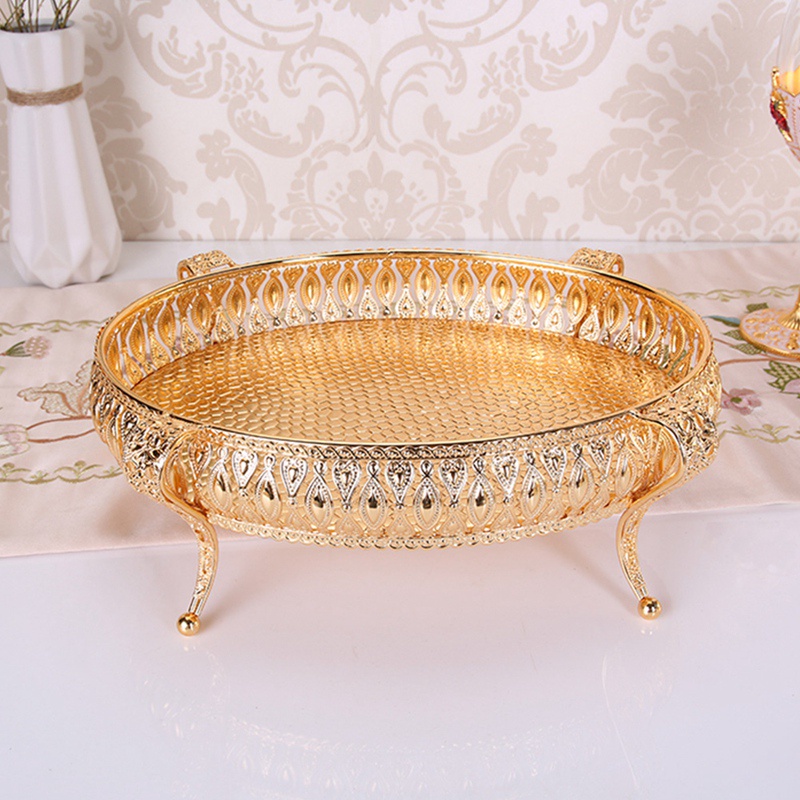 Khay Sắt Hình Oval Đựng Trái Cây / Thức Ăn Vặt Kiểu Vintage Sáng Tạo Để Bàn Trang Trí