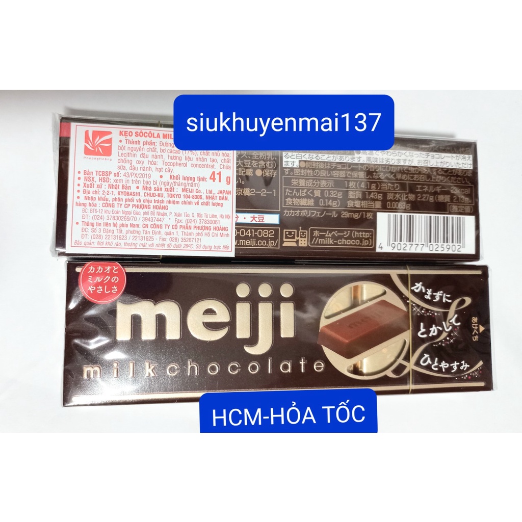 socola meiji 41 gr( vị đen &amp; sữa) hộp 10 viên ( date:30/8/23)