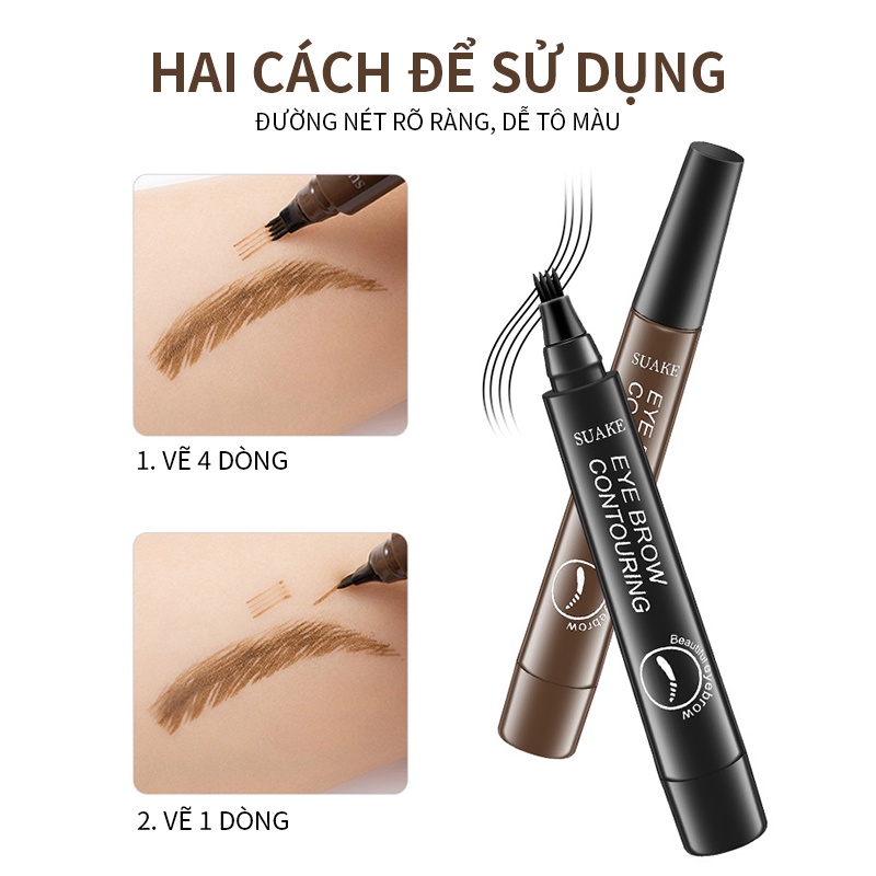 [Hàng mới về] Kẻ mày dạng lỏng đầu 4 chĩa trang điểm chống thấm nước