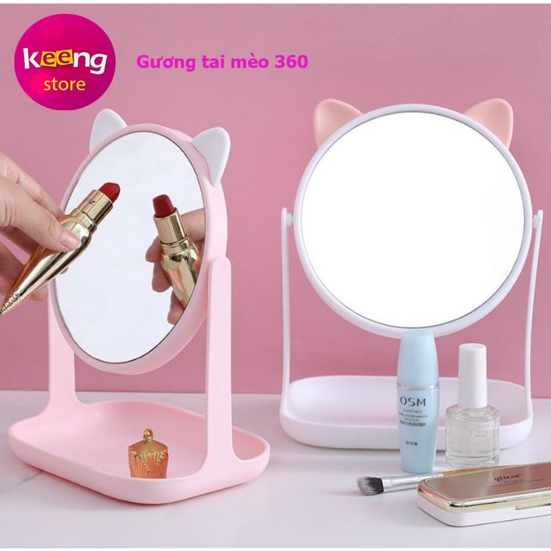 Gương để bàn công chúa tạo hình Tai thỏ tai mèo cute