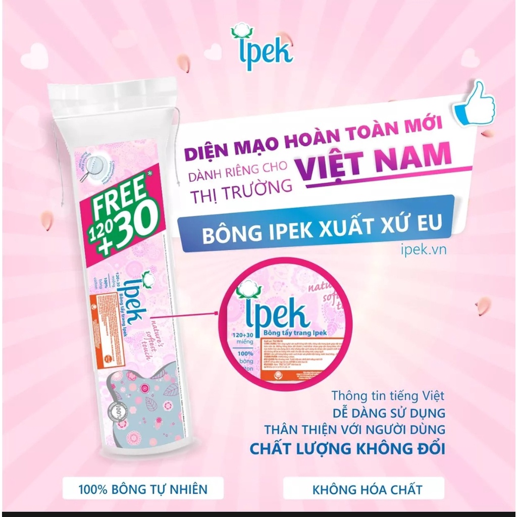 Bông Tẩy Trang Ipek Klasik 150 MIẾNG