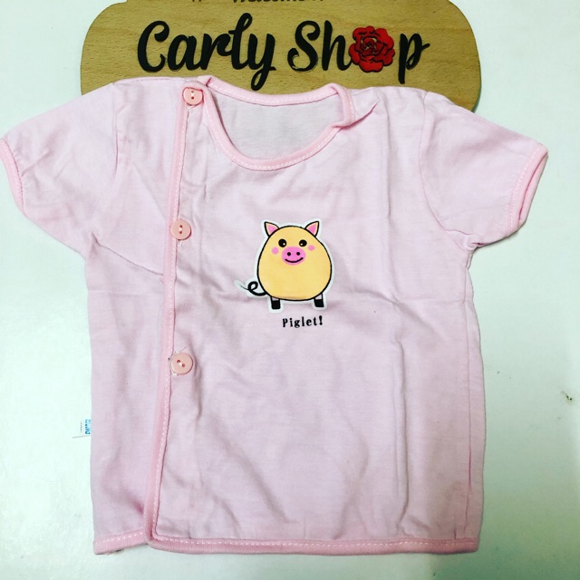 Áo sơ sinh cộc tay cúc lệch chất cotton đẹp