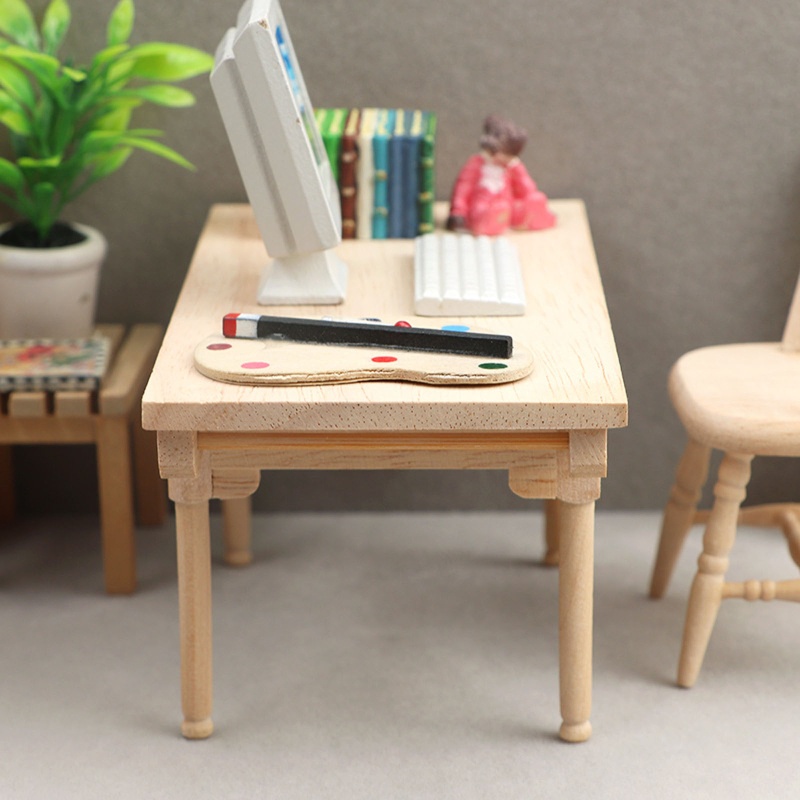 Mô Hình Bàn Đọc Sách Mini Trang Trí Nhà Búp Bê 1 / 12