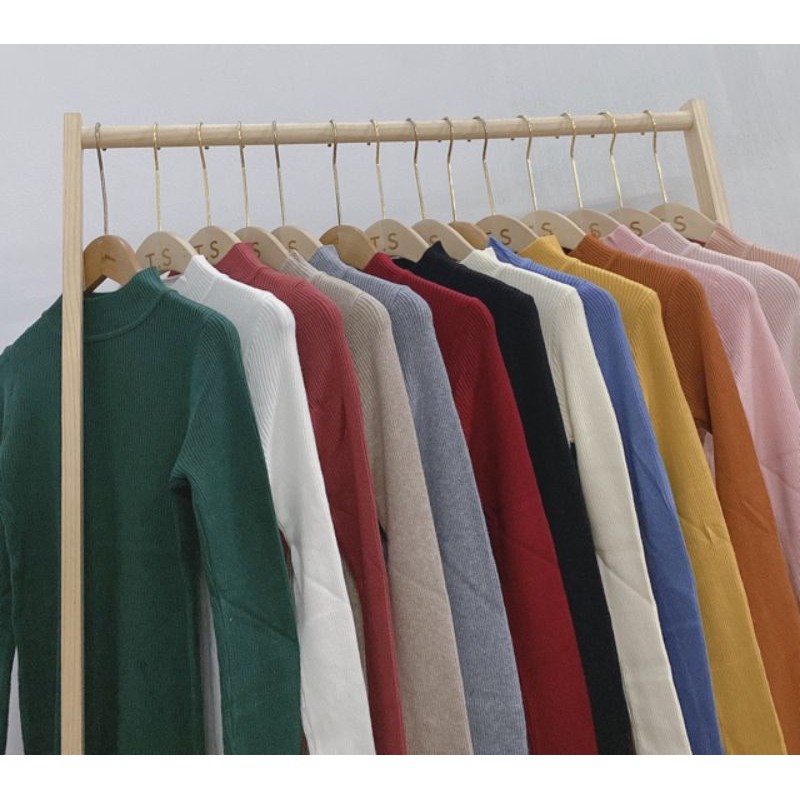 Áo len tăm cổ ba phân free size chất đẹp dáng bo ôm cho chị em từ 40kg đến 65kg | BigBuy360 - bigbuy360.vn