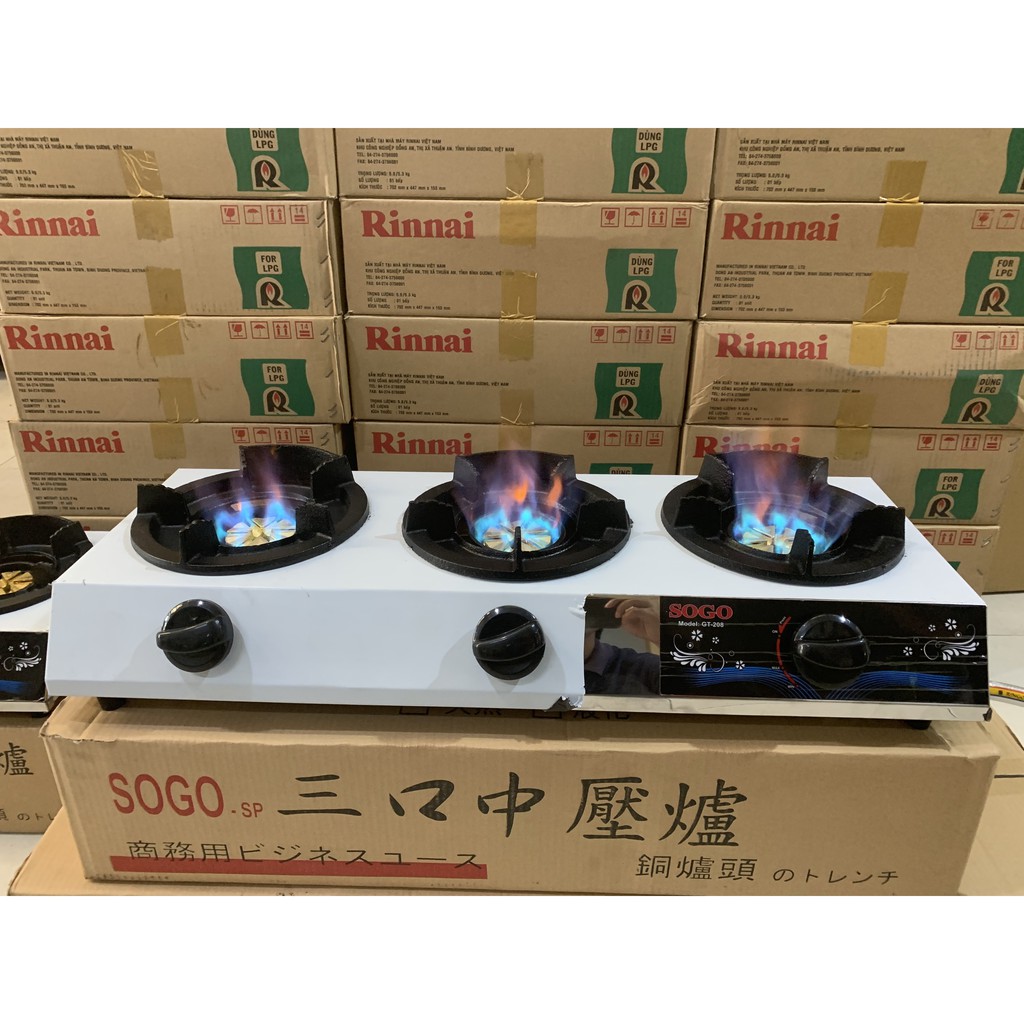 Combo Bếp khè gas 3 lò bán công nghiệp SOGO GT-208S3 +Van Gas Cao Áp Namilux NA-537SH và 1,5m Dây