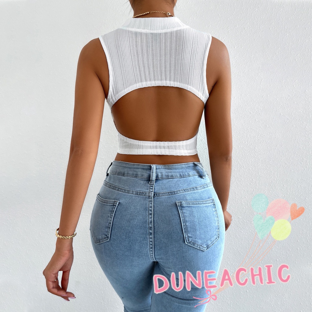 DUNEA Áo Tank Top Cổ Tròn Màu Trơn Thời Trang Cho Nữ
