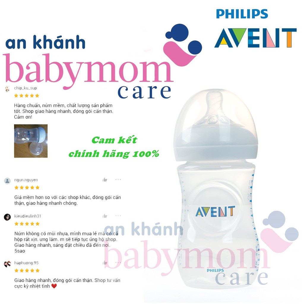 Bình sữa Avent Natural cổ rộng 125ml - 260ml - 330ml [CHÍNH HÃNG]