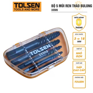 Bộ 5 mũi ren tháo bu lông, ốc vít gãy tolsen 33505