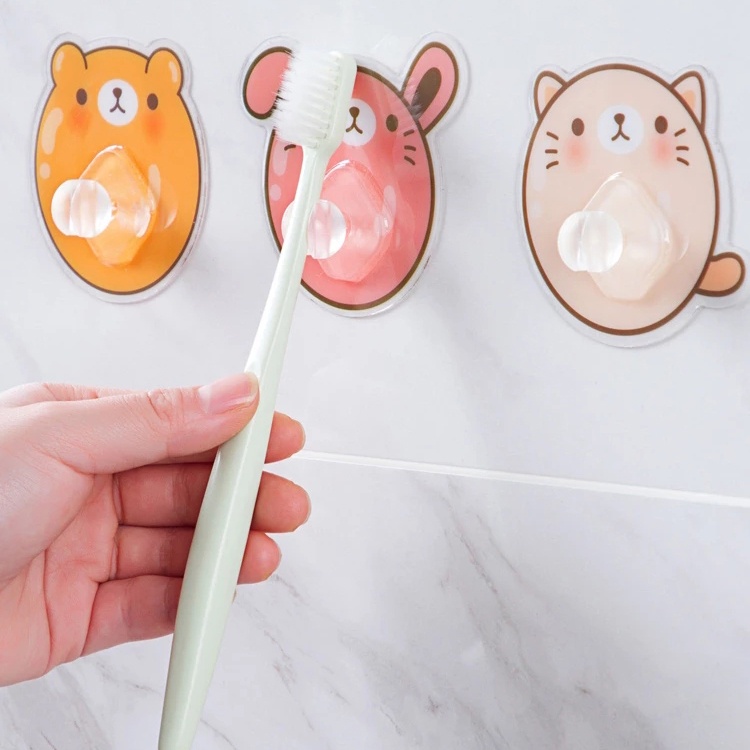 Móc treo bàn chải đánh răng dán tường hình hoạt hình tiện lợi