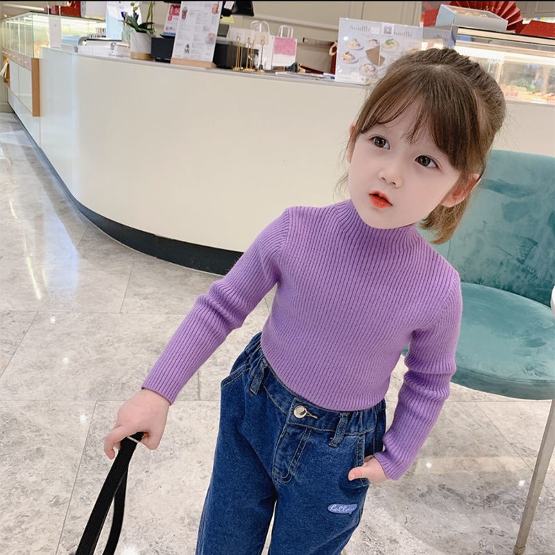 Thời Trang Mùa Xuân Và Mùa Thu Bé Gái Áo Len Cổ Lọ Dài Tay Bé Trai Áo Len Bé Trai Áo Len Cổ Lọ Ấm Áp