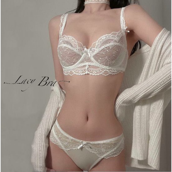 Bộ Đồ Lót Ren Mỏng Không Đệm Có Gọng Nâng Ngực Quai Viền Ren Xinh Xắn Lacy Bra - B10 | WebRaoVat - webraovat.net.vn