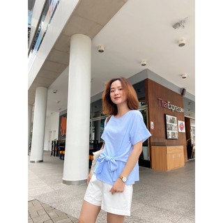 Áo cột nơ trước xanh