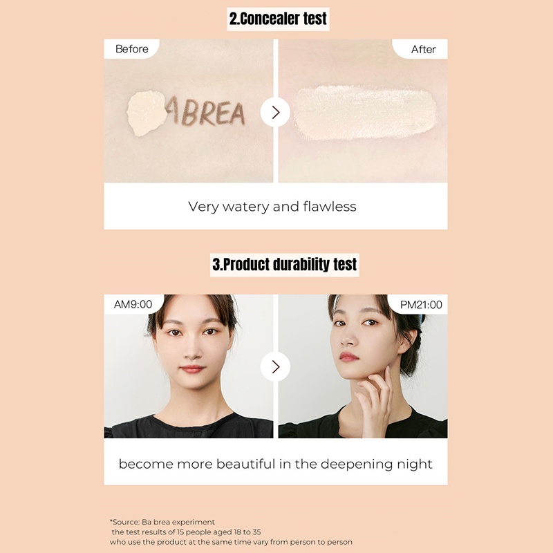 Kem nền che khuyết điểm BABREA dạng lỏng màu lì lâu trôi 30ml