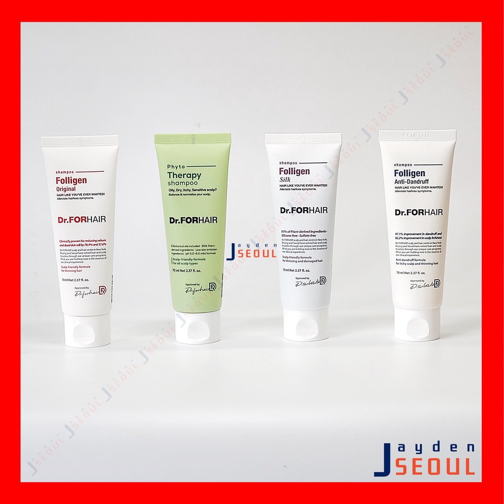 [Dr. ForHair] Shampoo - Folligen Original (chăm sóc tóc rụng) / Phyto Therapy (chăm sóc da đầu nhạy cảm) / Folligen Silk (Chăm sóc da đầu hư tổn và tóc và rụng) / Folligen Anti-Dandruff(500ml / 70ml)