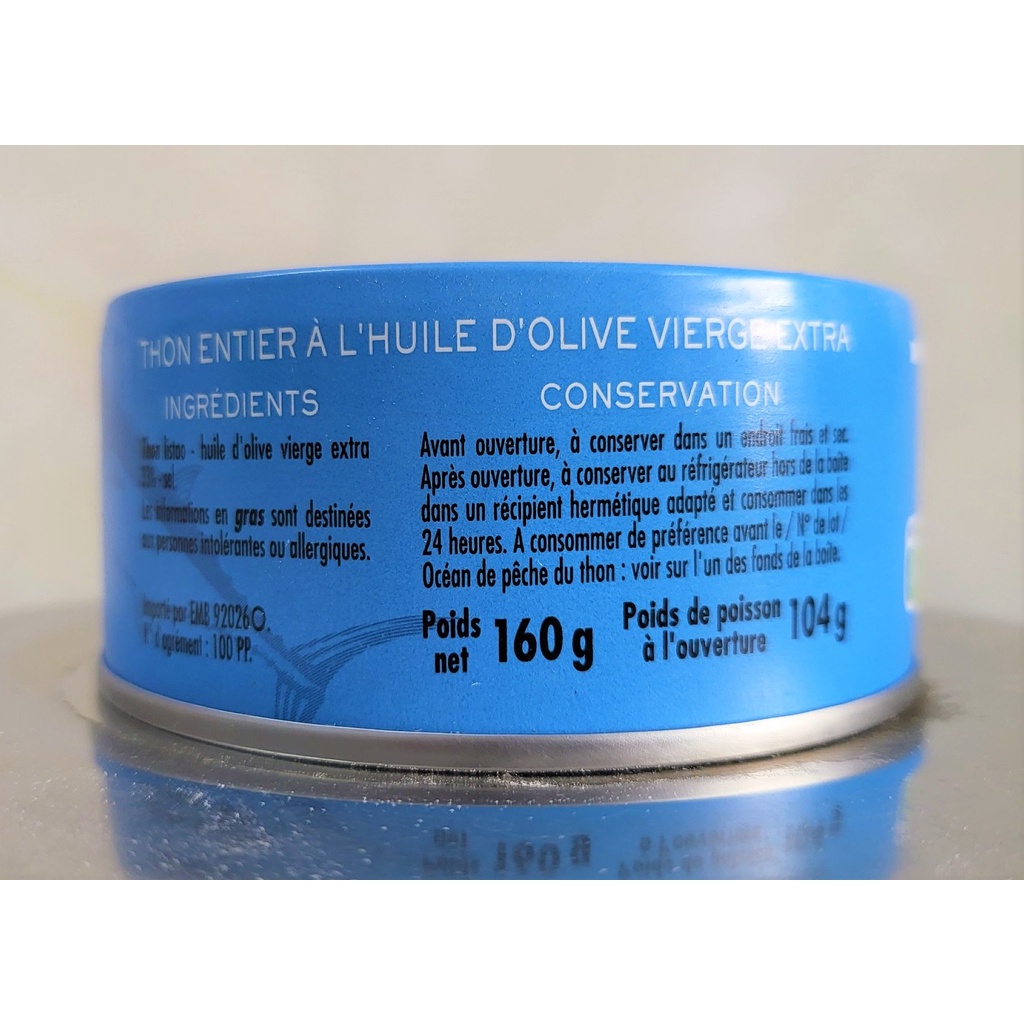 [Hộp 160g – NGUYÊN CON] CÁ NGỪ NGÂM DẦU Ô LIU NGUYÊN CHẤT [Ivory Coast] CSN Tuna in Extra Virgin Olive Oil