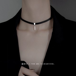 S925 Sterling Silver neck chain collar women's fashion neck jewelry Choker black clavicle chain neck belt Necklace net red short