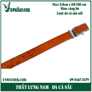 Thắt Lưng Da Nam Da Cá Sấu Vàng Bò