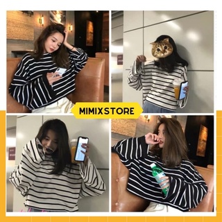 Áo croptop dưới 55kg Mimixstore - Kẻ dài tay ống rộng