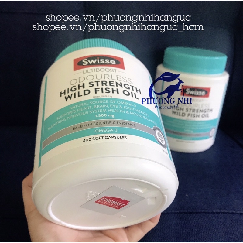 DẦU CÁ KHÔNG MÙI SWISSE ODOURLESS HIGH STRENGT WILD FISH OIL 1500mg 400 VIÊN | Thế Giới Skin Care