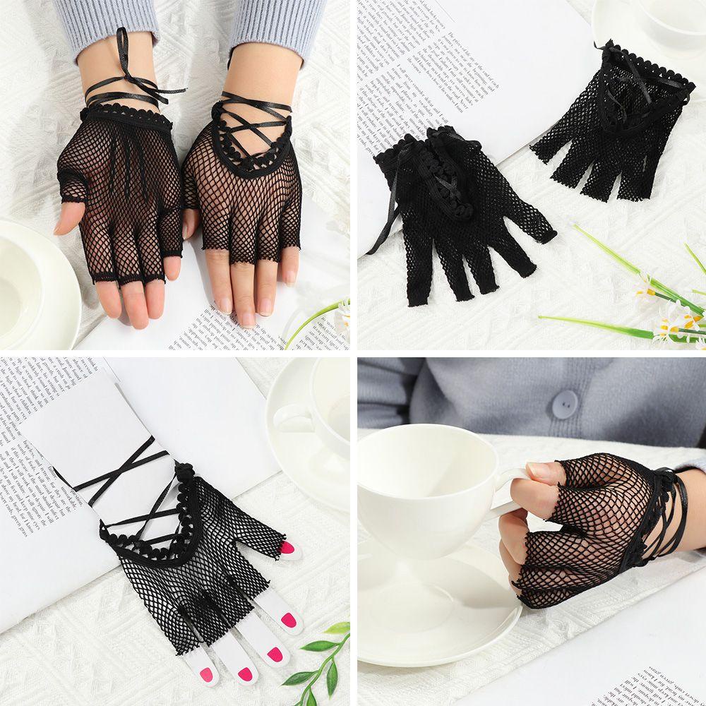 Suenin Găng Tay Ren Hở Ngón Phụ Kiện May Mặc Phong Cách Lolita Goth