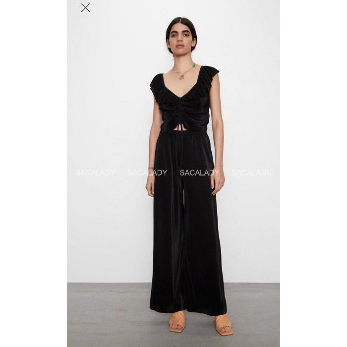 Áo Croptop Z-R Thun Dập Ly Tay Cánh Tiên Lai Sóng Rút Ngực - 2876