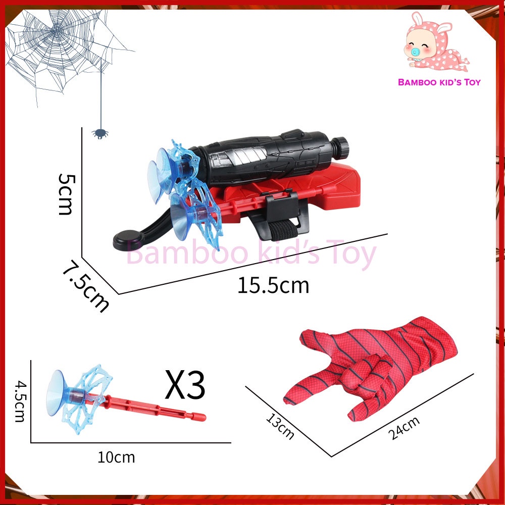 Bộ Đồ chơi bắn phi tiêu hít + Găng tay người nhện cho bé đồ chơi Siêu Anh Hùng