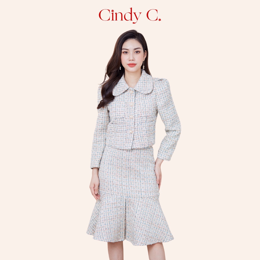 Set Áo Khoác Và Chân Váy Bunny CINDY C Chất Dạ Tweed Sang Trọng, Nữ Tính S21834/S21835