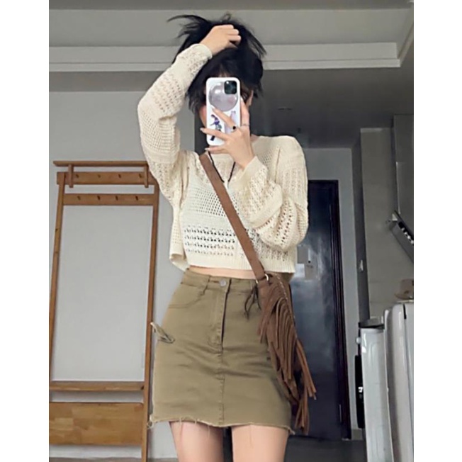 Áo Thun Tay Dài Cổ Tròn Dáng Ôm Thời Trang Hàn Quốc Cho Nữ