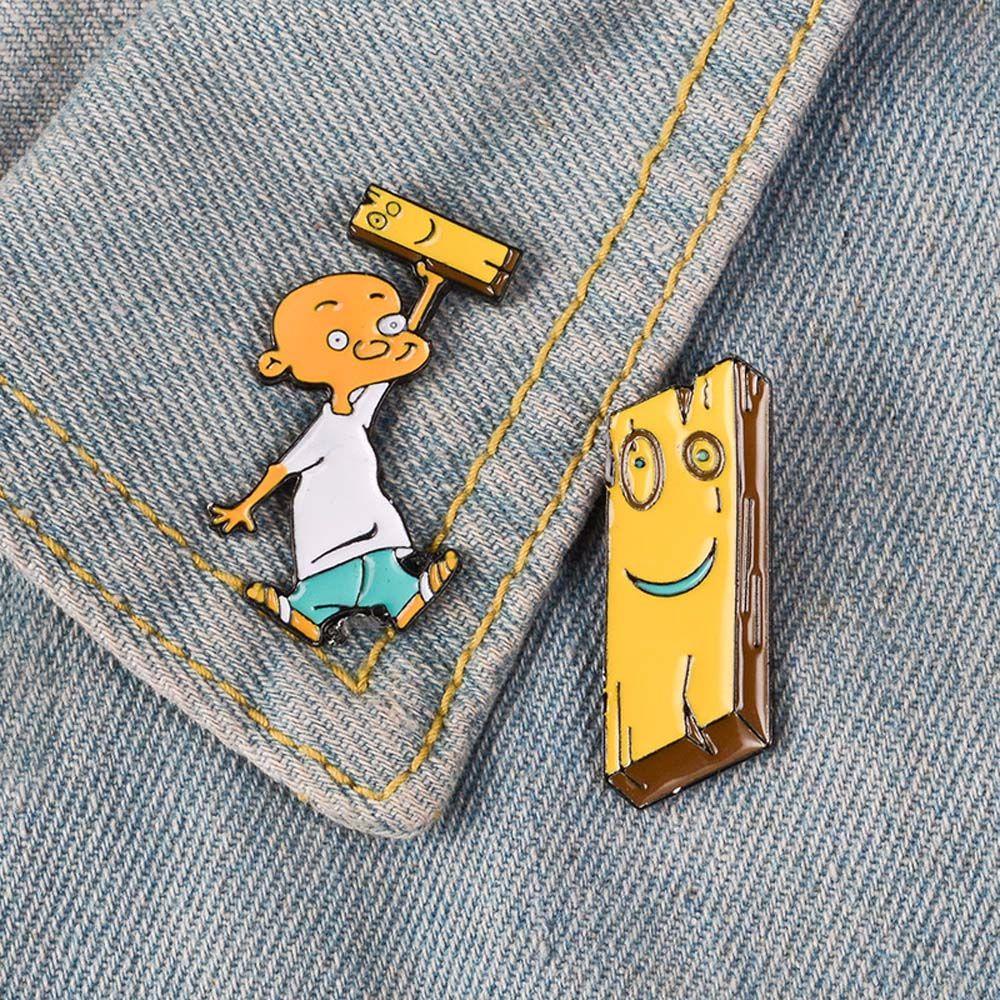 Lanfy Phụ Kiện Cài Áo Khoác Mũ Hoạt Hình Jonny and Plank Tráng Men Dùng Làm Quà Tặng Cho