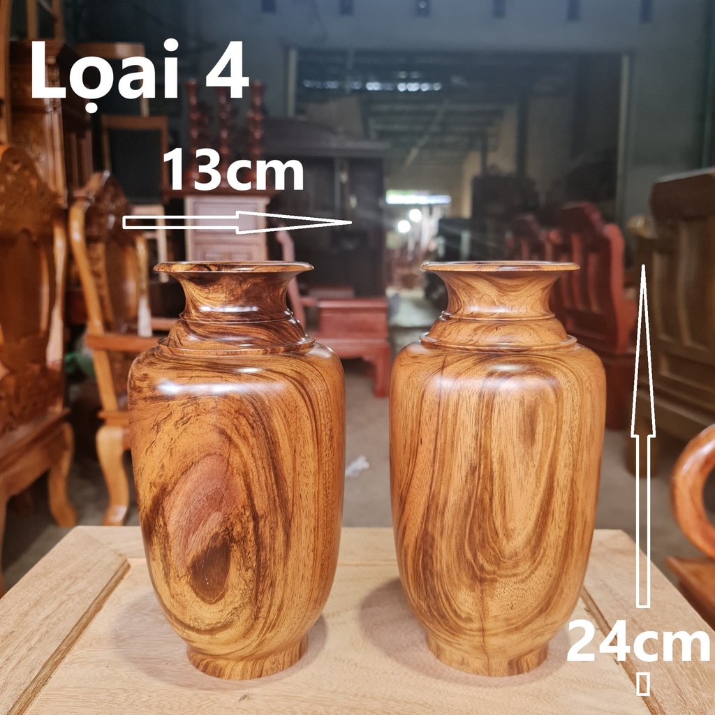 Bình hoa decor, lọ hoa gỗ gụ tự nhiên decor trang trí nhà cửa phòng khách