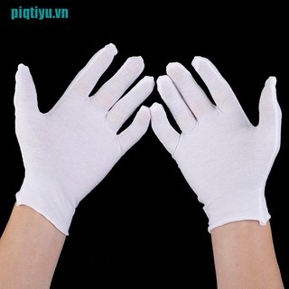 Set 6 đôi găng tay trắng vải cotton mỏng mềm dành cho nam nữ