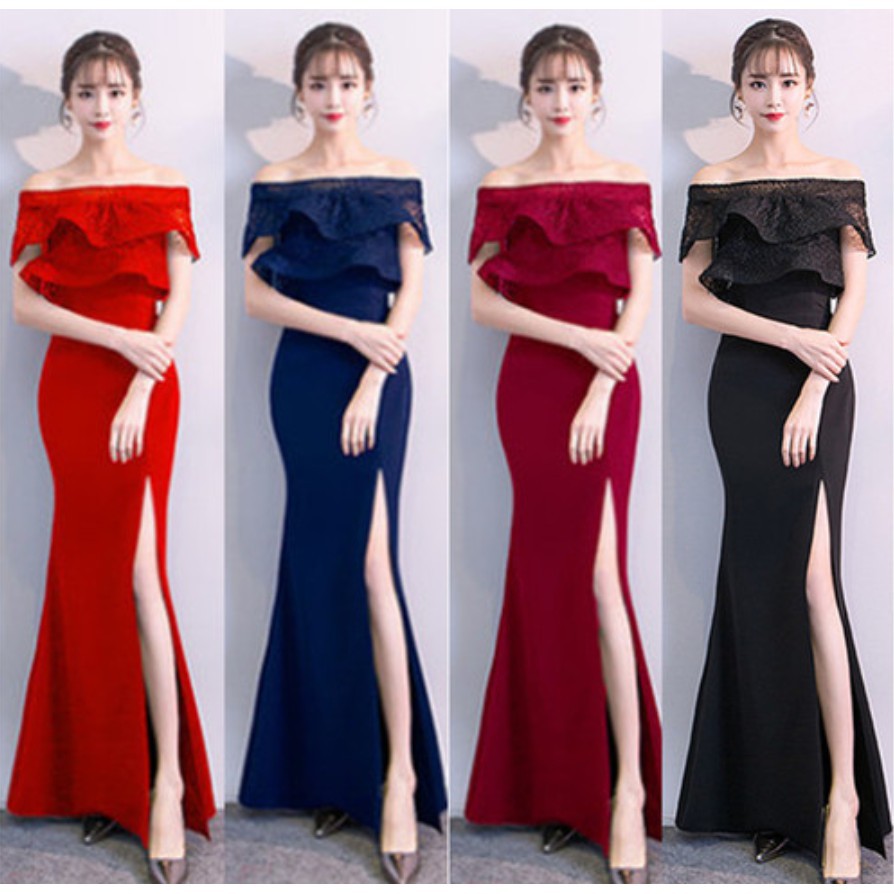 Đầm Dạ Hội Dáng Dài Phối Ren Phong Cách