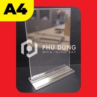 Kệ Menu Mica ĐỨNG A4 - Đế Lùa Tiện Lợi