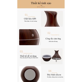 Đèn Xông Tinh Dầu Vân Gỗ Tulip [Tặng Kèm Tinh Dầu]