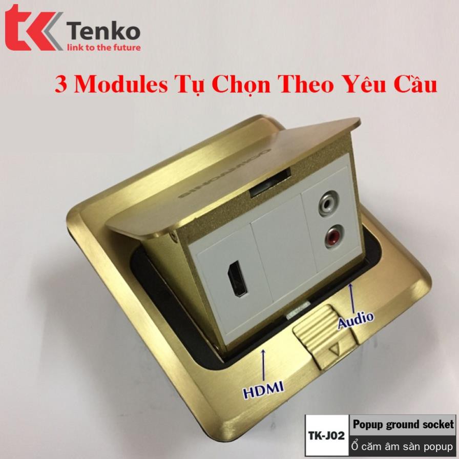 [ Chính Hãng ] Ổ Cắm Điện Âm Sàn Đa Năng 3 Modules Bằng Đồng Tenko TK-J02-14