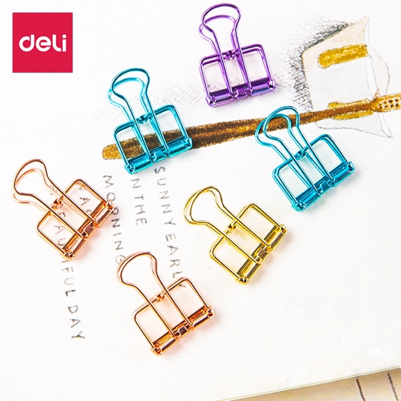 Kẹp Đánh Dấu Trang Sách Bằng Kim Loại Màu Vàng / Xanh Dương / Tím 19mm 32mm