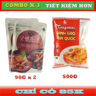 Combo 2 gói sốt làm bánh gạo tokbokki + 500g bánh gạo