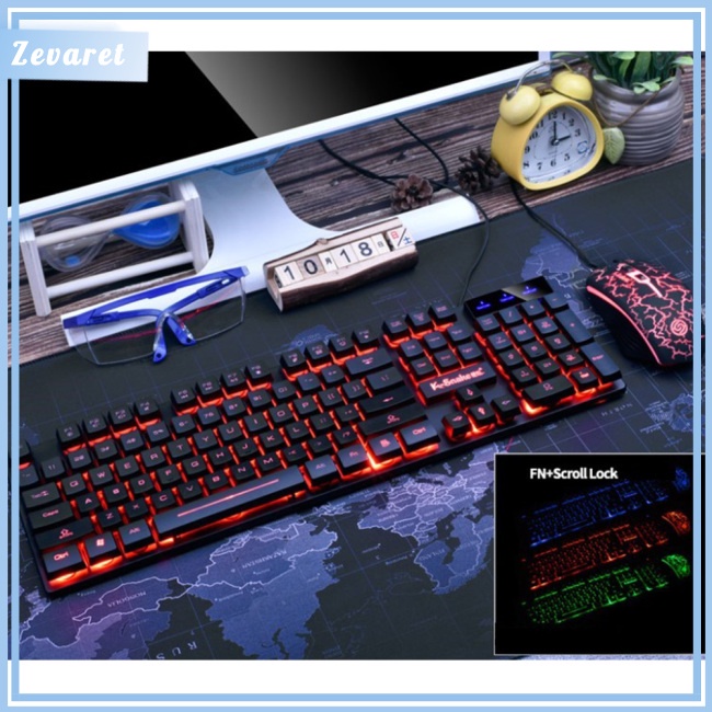 Bộ Bàn Phím Cơ Và Chuột Zevaret Có Dây Kết Nối USB Cho Máy Tính / Laptop
