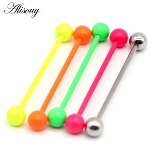 Alisouy 1PC 14G 316L Thép Không Gỉ Dài Công Nghiệp Barbell Đáng Yêu Ngọt Ngào Neon Màu Kẹo Tai Xuyên Cơ Thể Trang Sức