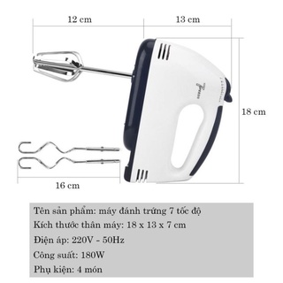 Máy đánh trứng đánh kem cầm tay 7 tốc độ công suất 180w
