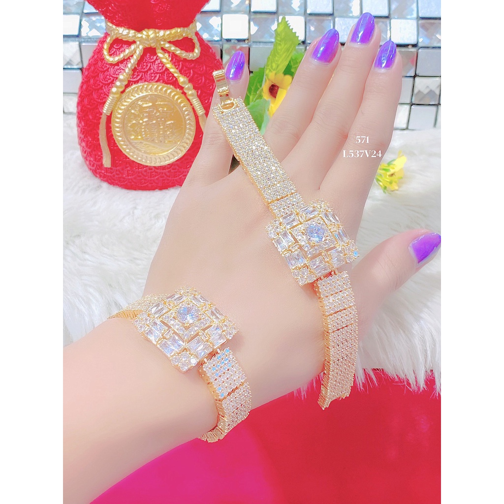 Lắc tay nữ UHA, lắc tay phong thùy bền màu thiết kế cao cấp sáng lấp lánh L537