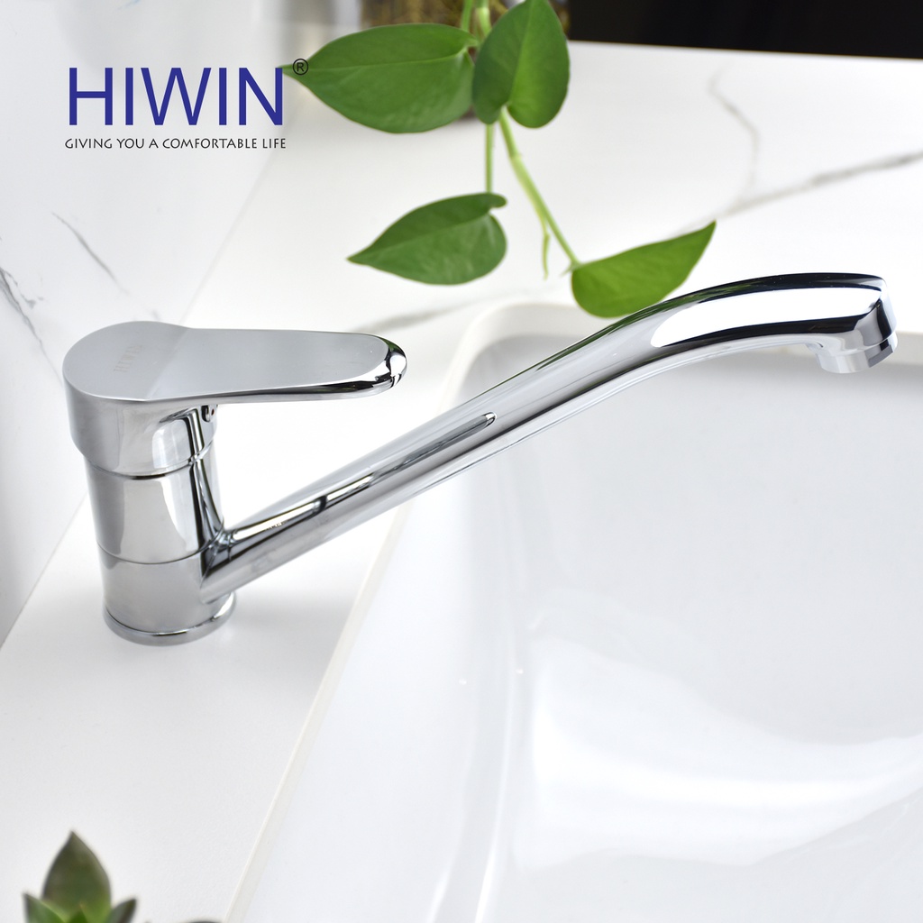 Vòi lavabo, vòi rửa mặt nóng lạnh chất liệu đồng mạ cao cấp mặt gương HIWIN KF-213