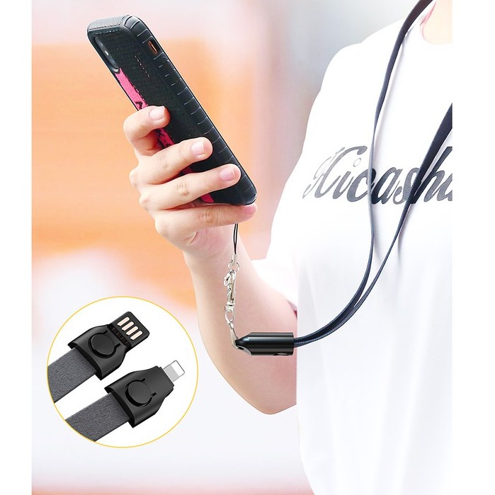 🌟CHÍNH HÃNG🌟Cáp sạc tích hợp dây đeo cổ , móc chìa khóa - TOTU type c, samsu micro type c light IPH Dài 85cm
