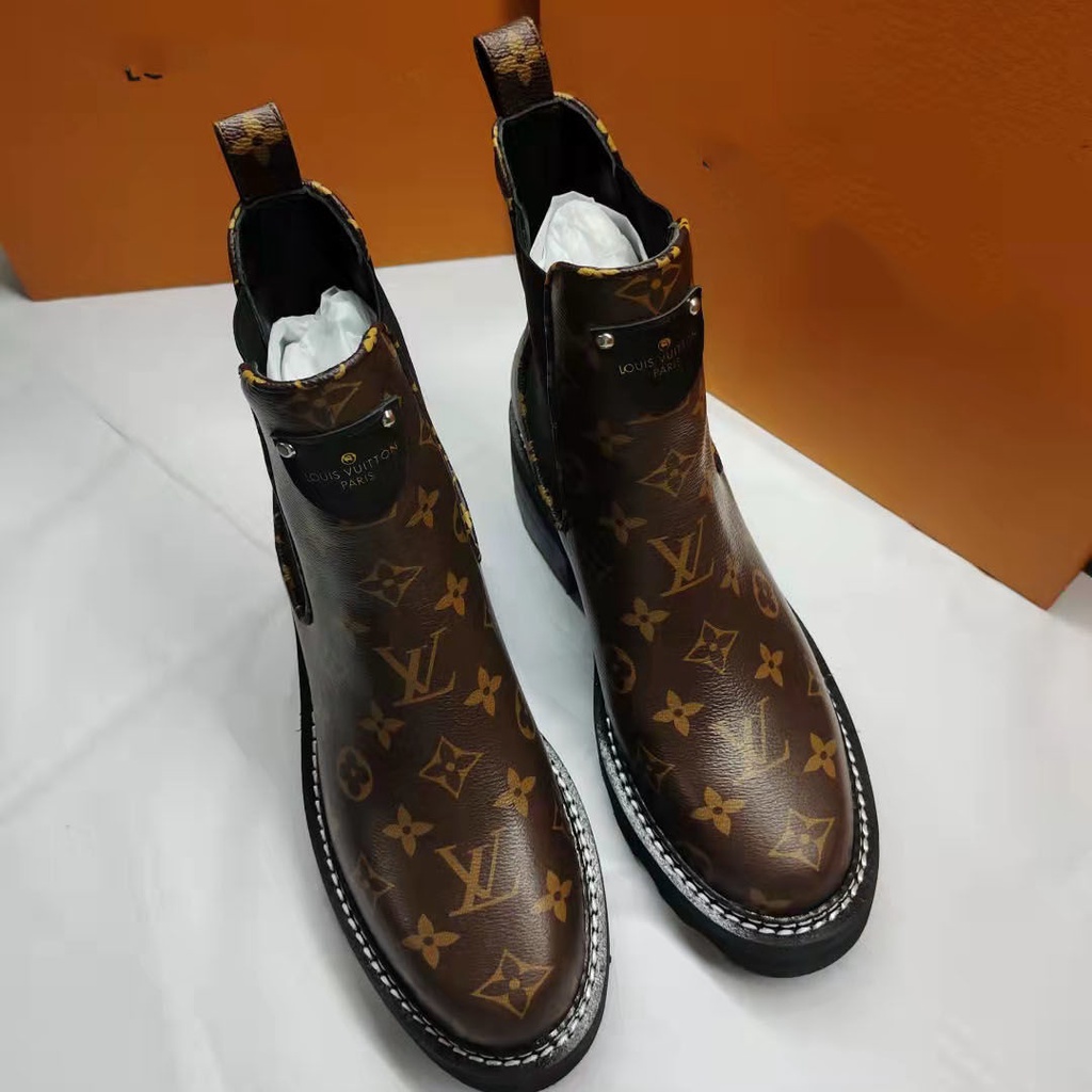 Thu đông mới 2021 Phong cách Anh Bốt Martin trong ống dày với mũi vuông Chelsea boots nữ đế dày chống trượt