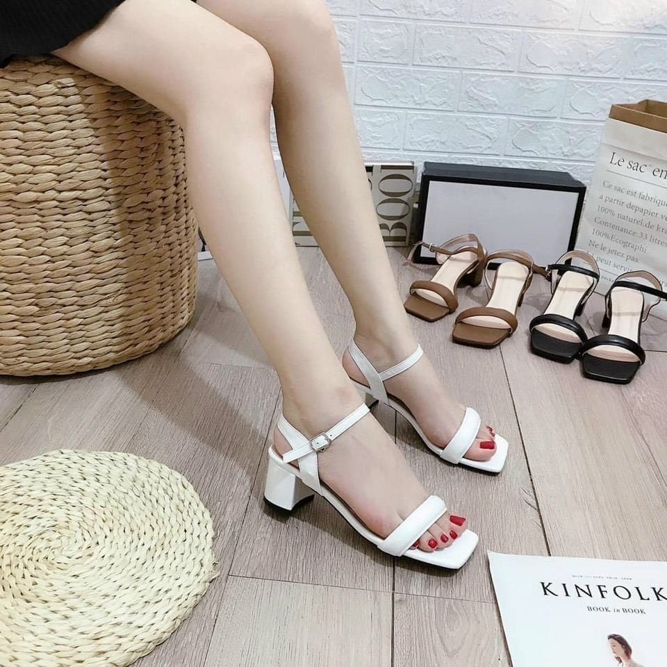 ZZ99- Sandal quai thừng gót vuông 4 phân phong cách vintage truyền thống êm chân dễ đi