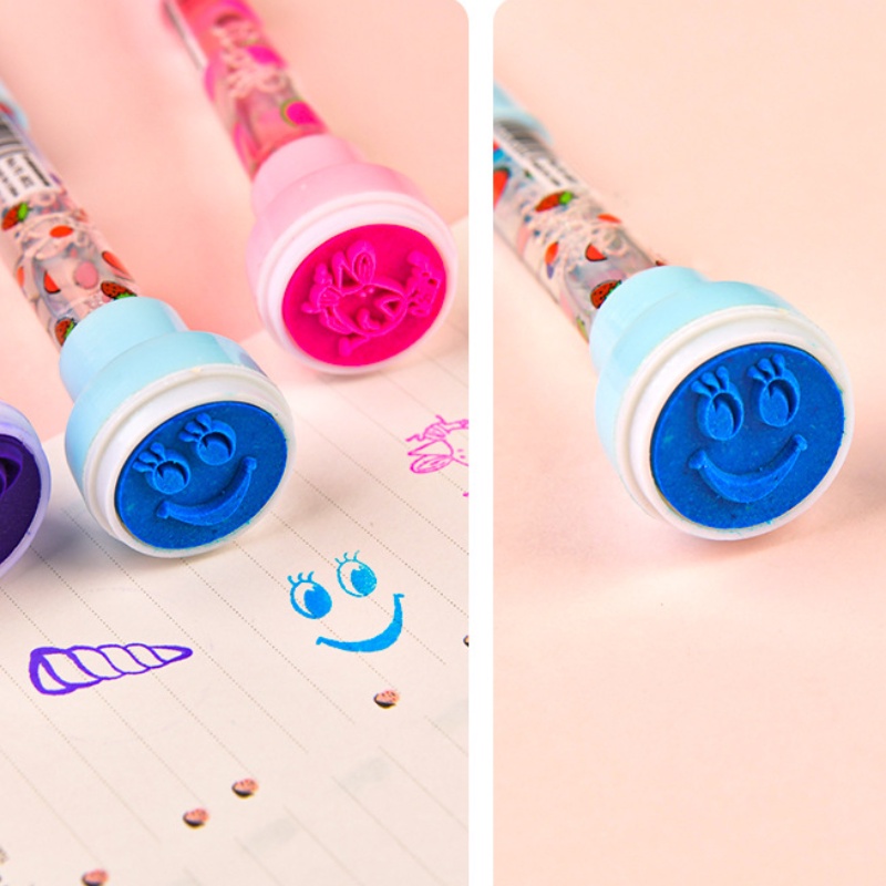 Bút Bi Đa Năng 5 Trong 1 Có Đèn Và Con Dấu Lăn Độc Đáo Cho Bé