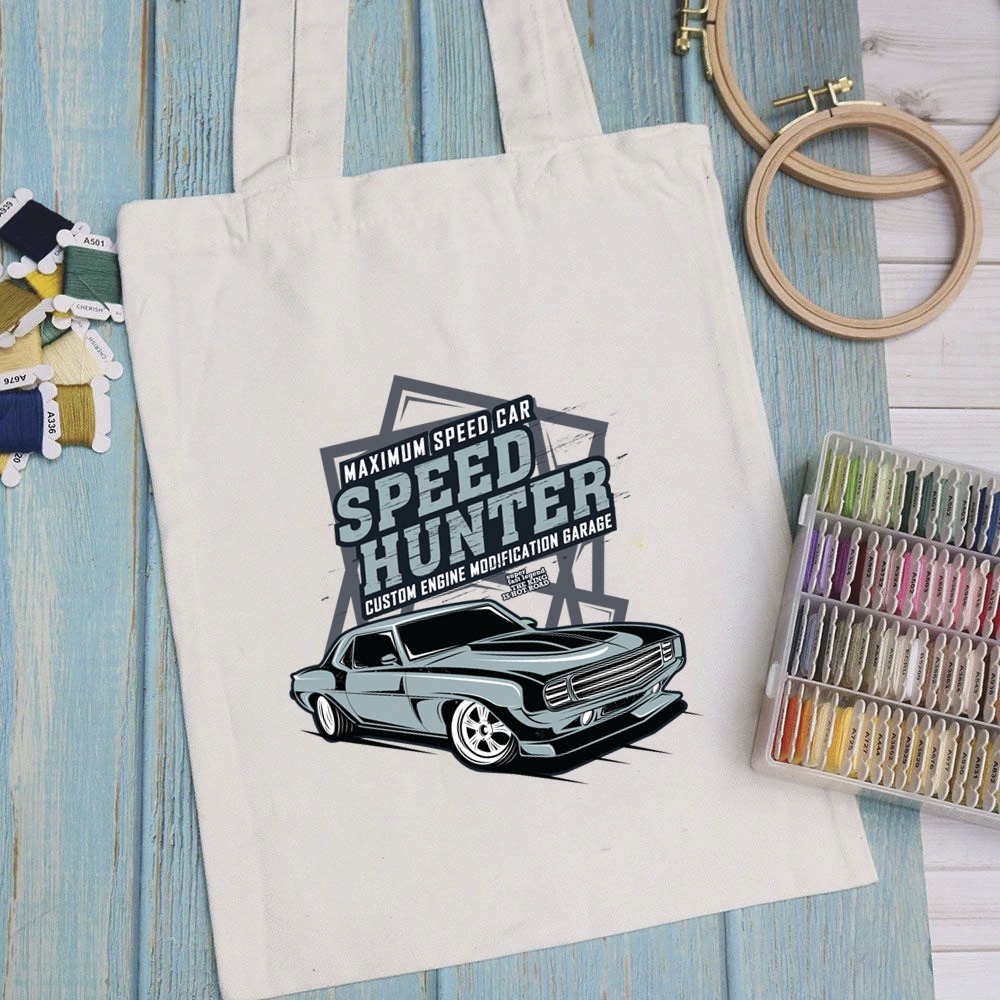 Túi vải túi Tote CAR DESIGN - Mẫu 6 vải canvas dày đẹp cho nữ có khóa miệng đi học đi chơi. In hình theo yêu cầu
